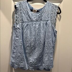 Blue Lace Sleeveless Top
